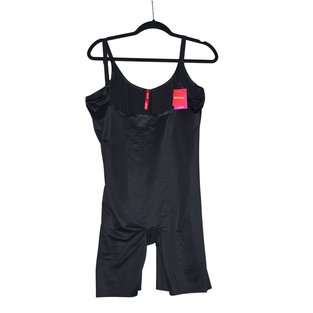 Spanx 2X Shape OnCore Mid-Thigh Bodysuit Very Black Firm Compression SS1915 Sexy